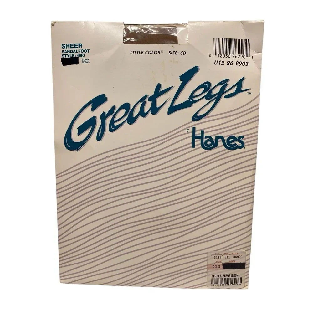 Hanes Great Legs Sheer Sandalfoot Pantyhose Little Color Size CD Vintage Nylon
